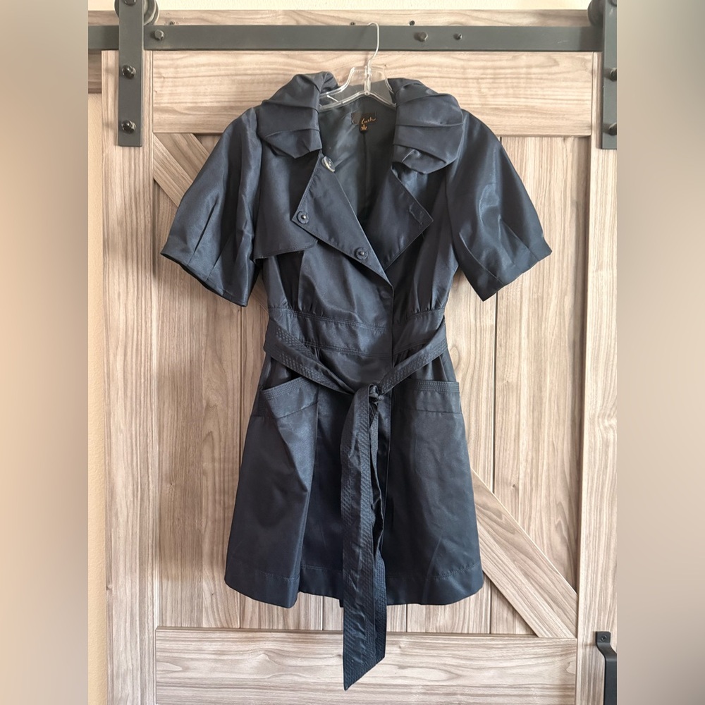 Lush Navy Short-Sleeve Trench Coat